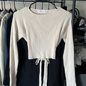 Nectar ribbed open back tie long sleeve